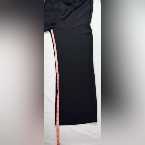 FUDA Black Silk Wide-Leg Pants Drawstring Tie Size Large - Picture 8 of 9